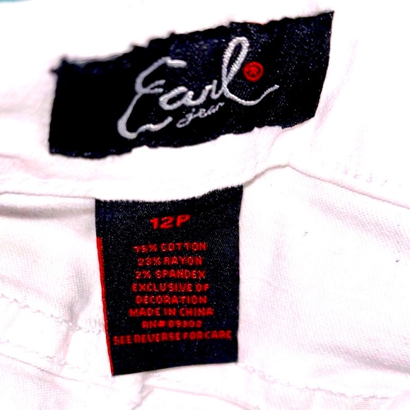 EARL Jeans: WHITE (Skinny Ankle) w/BLUE 🧵EMBROIDERED HEM-Denim, SIZE 12P, NWT! - Picture 12 of 14